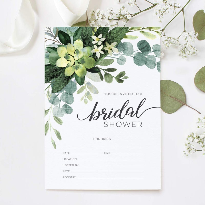 Canopy Street Lush Greenery Fill In The Blank Bridal Shower Invitation / 25 Floral Bridal Shower Invitations With Envelopes / 5" x 7" Bride To Be Flat Invite Cards/Made In The USA - Image 3